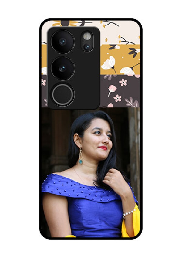 Vivo V29 5G Custom Glass Phone Case - Stylish Floral Design