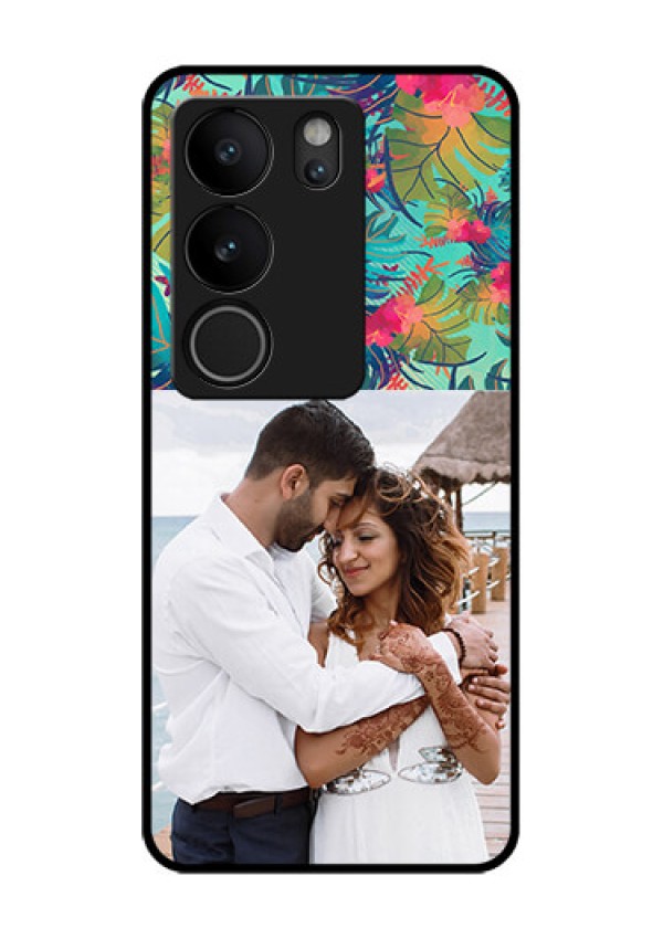 Vivo V29 5G Custom Glass Phone Case - Watercolor Floral Design