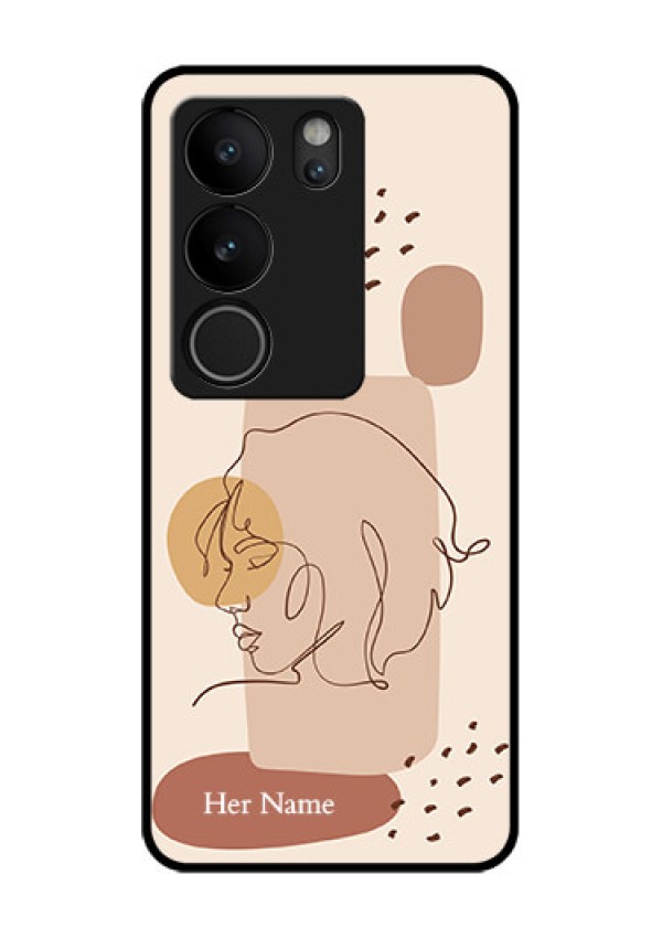 Vivo V29 5G Custom Glass Phone Case - Calm Woman Line Art Design