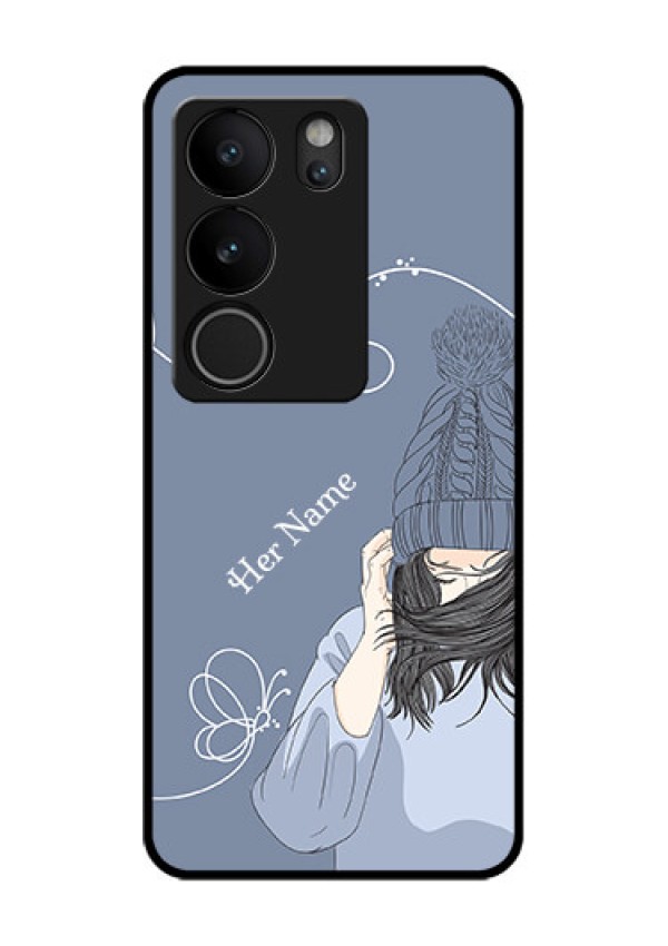 Vivo V29 5G Custom Glass Phone Case - Girl In Winter Outfit Design