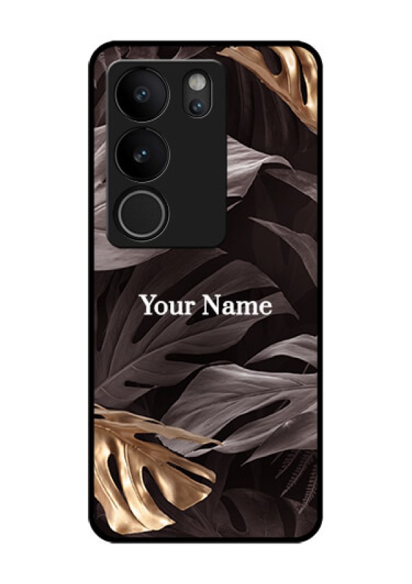 Vivo V29 5G Custom Glass Phone Case - Wild Leaves Digital Paint Design