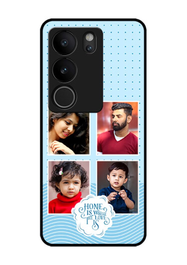 Vivo V29 5G Custom Glass Phone Case - Cute Love Quote With 4 Pic Upload Design
