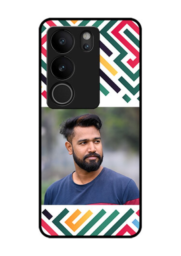 Vivo V29 5G Custom Glass Phone Case - Colorful Maze Pattern Design
