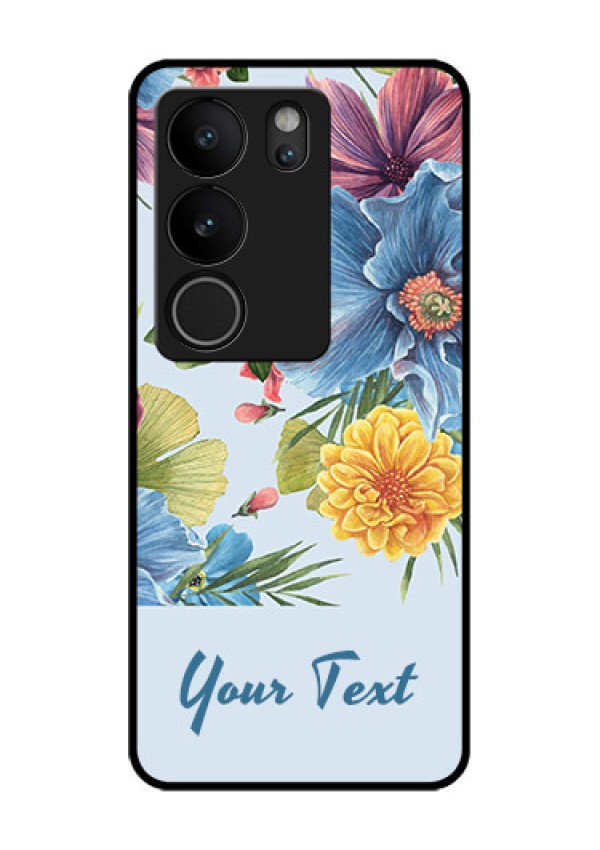 Vivo V29 5G Custom Glass Phone Case - Stunning Watercolored Flowers Painting Design