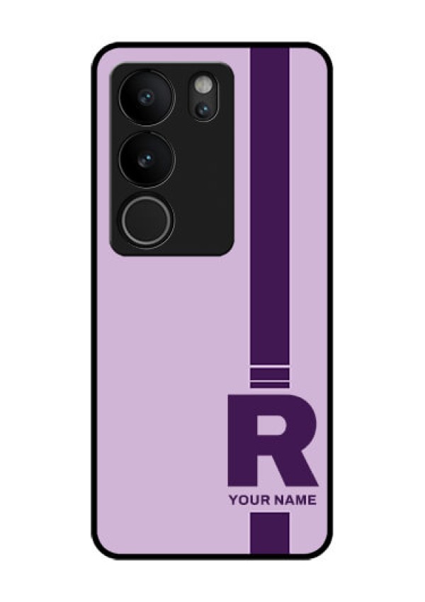 Vivo V29 5G Custom Glass Phone Case - Simple Dual Tone Stripe With Name Design