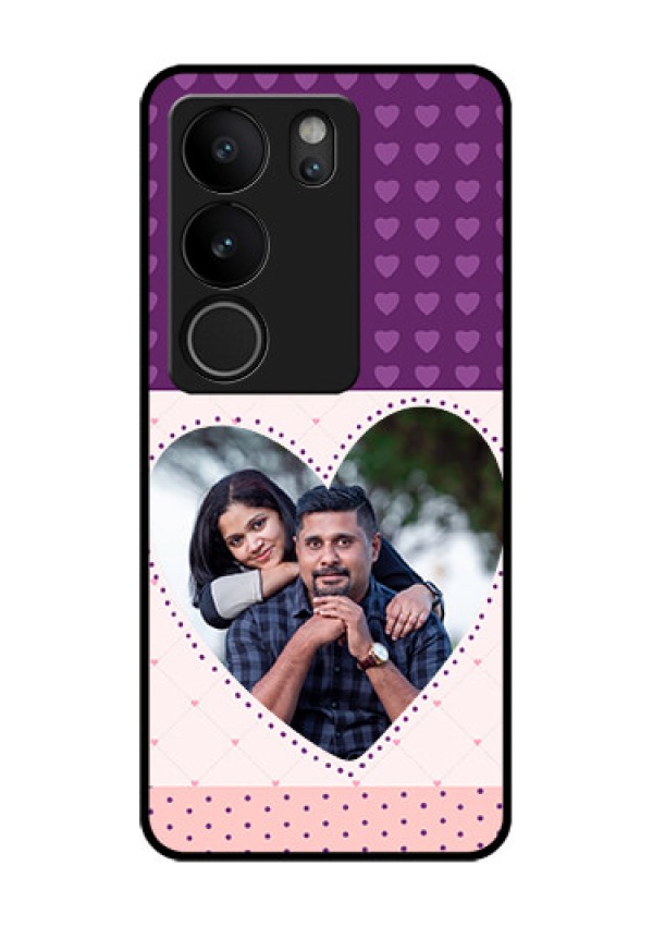 Vivo V29 Pro 5G Custom Glass Phone Case - Violet Love Dots Design