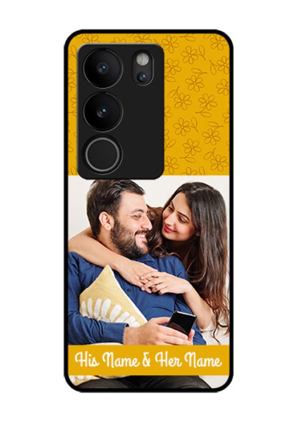 Vivo V29 Pro 5G Custom Glass Phone Case - Yellow Floral Design