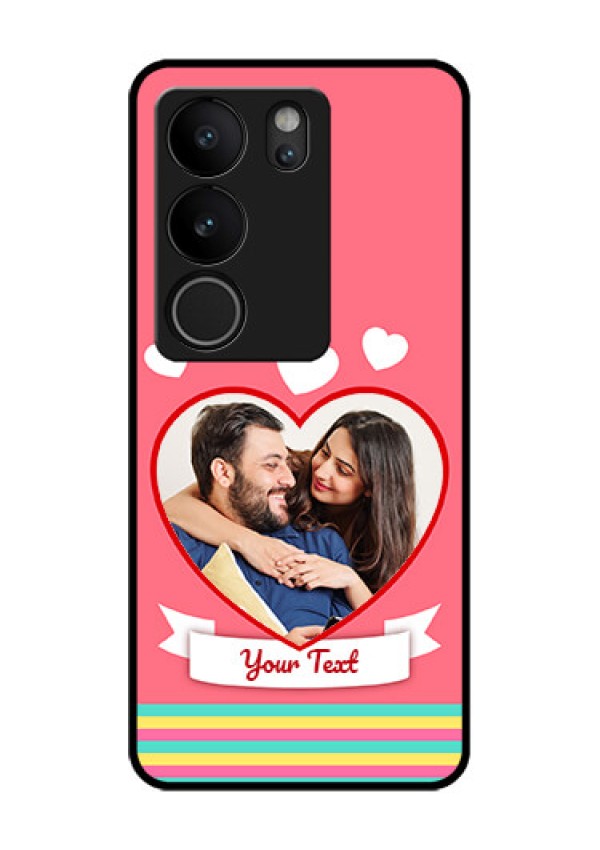 Vivo V29 Pro 5G Custom Glass Phone Case - Love Shapes Doodle Design