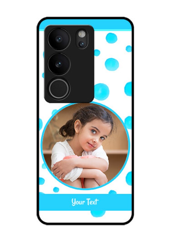 Vivo V29 Pro 5G Custom Glass Phone Case - Blue Bubbles Pattern Design