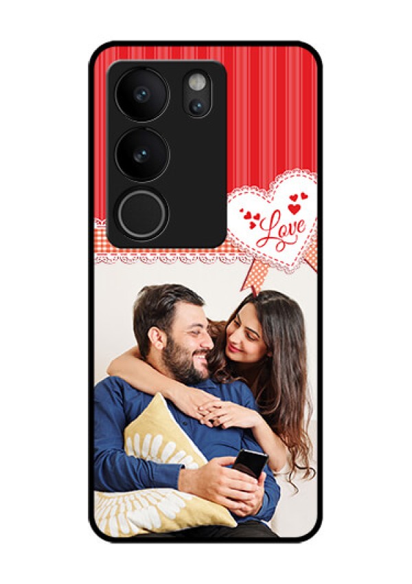 Vivo V29 Pro 5G Custom Glass Phone Case - Red Love Pattern Design