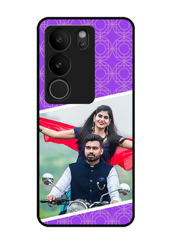 Vivo V29 Pro 5G Custom Glass Phone Case - Violet Color Pattern Design