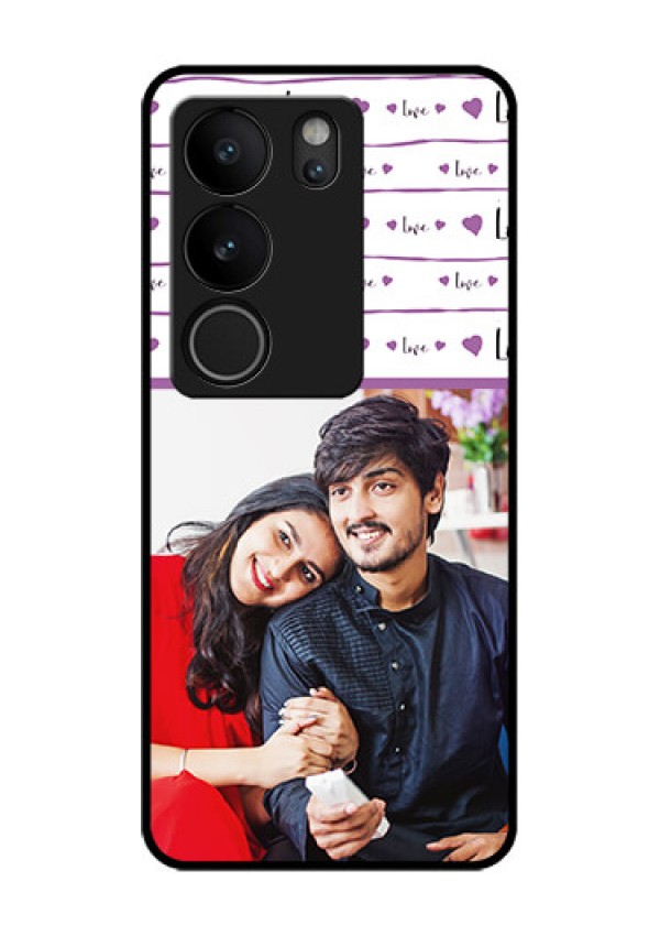 Vivo V29 Pro 5G Custom Glass Phone Case - Couples Heart Design