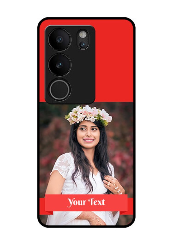 Vivo V29 Pro 5G Custom Glass Phone Case - Simple Red Color Design