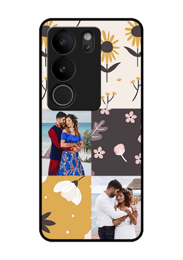 Vivo V29 Pro 5G Custom Glass Phone Case - 3 Images With Floral Design