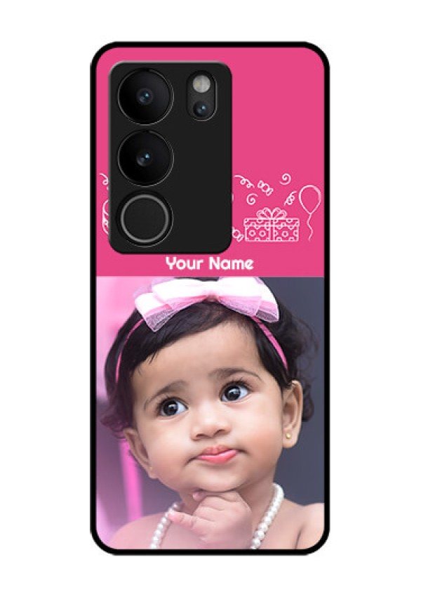 Vivo V29 Pro 5G Custom Glass Phone Case - With Birthday Line Art Design