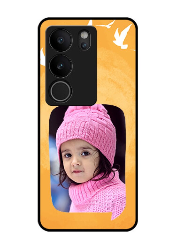 Vivo V29 Pro 5G Custom Glass Phone Case - Water Color Design With Bird Icons