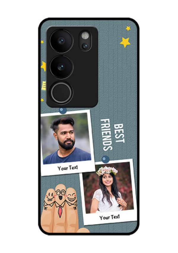Vivo V29 Pro 5G Custom Glass Phone Case - Sticky Frames And Friendship Design