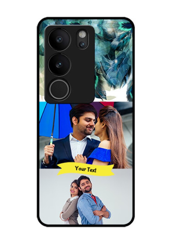 Vivo V29 Pro 5G Custom Glass Phone Case - Image With Boho Peacock Feather Design