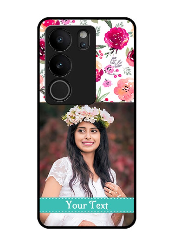 Vivo V29 Pro 5G Custom Glass Phone Case - Water Colors Floral Design