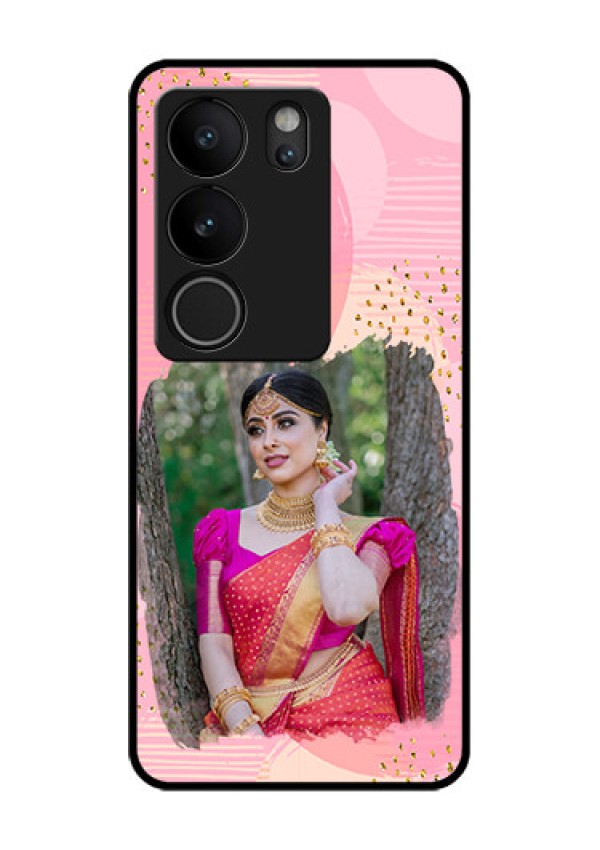 Vivo V29 Pro 5G Custom Glass Phone Case - Gold Glitter Splash Design