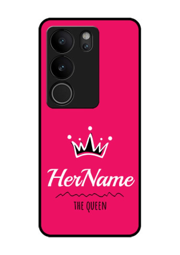 Vivo V29 Pro 5G Custom Glass Phone Case - Queen With Name Design