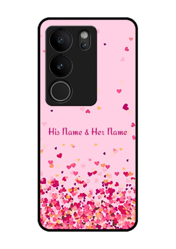 Vivo V29 Pro 5G Custom Glass Phone Case - Floating Hearts Design