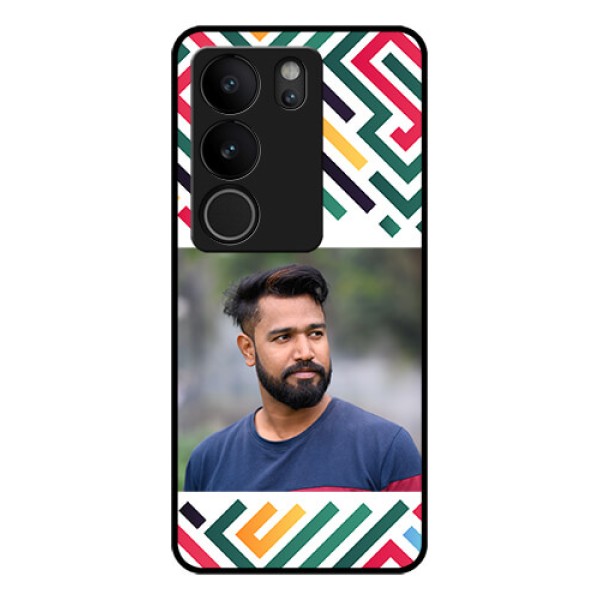 Vivo V29 Pro 5G Custom Glass Phone Case - Colorful Maze Pattern Design Vivo V29 Pro 5G Custom Glass Phone Case - Colorful Maze Pattern Design