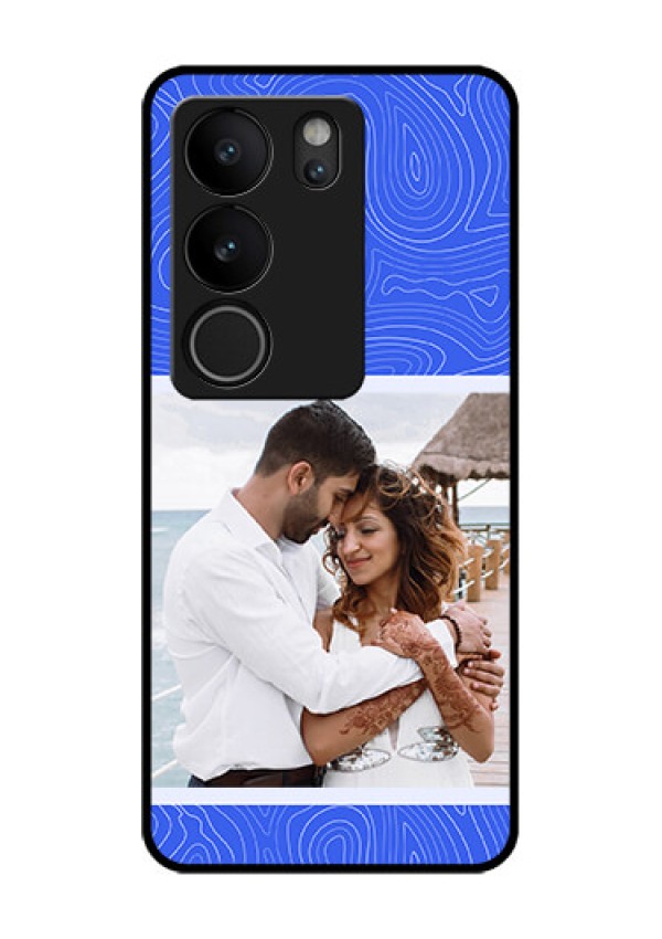 Vivo V29 Pro 5G Custom Glass Phone Case - Curved Line Art With Blue And White Design