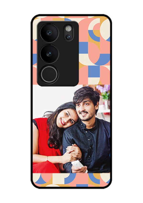 Vivo V29 Pro 5G Custom Glass Phone Case - Semi - Circle Maze Pattern Design