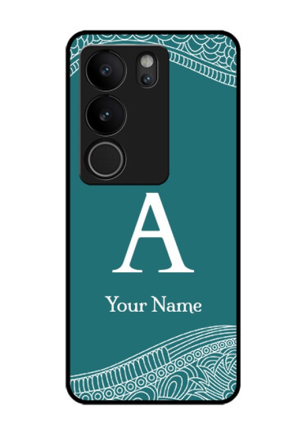 Vivo V29 Pro 5G Custom Glass Phone Case - Line Art Pattern With Custom Name Design