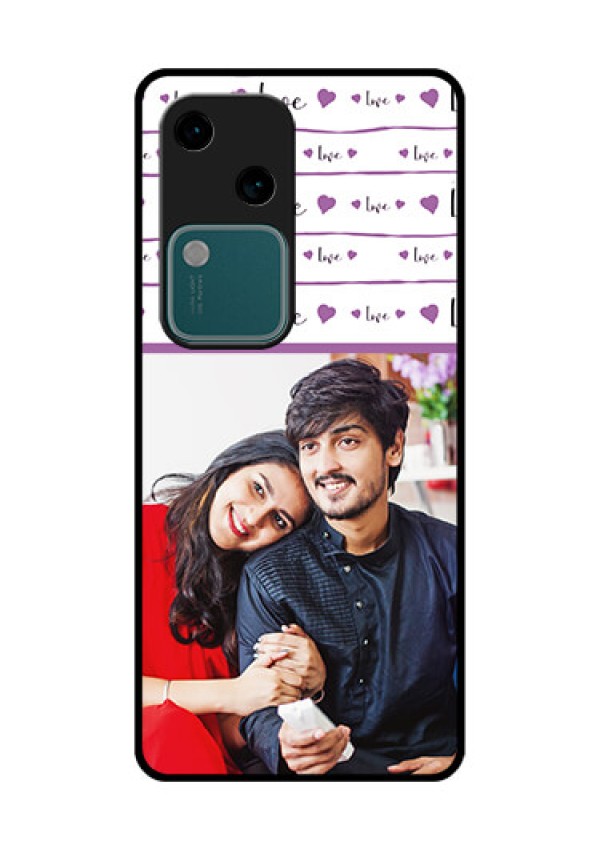 Vivo V30 5G Custom Glass Phone Case - Couples Heart Design