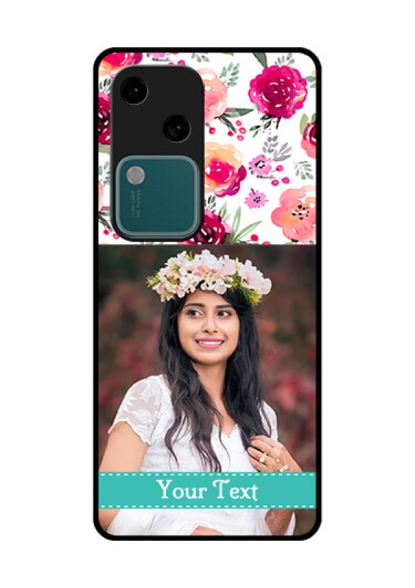 Vivo V30 5G Custom Glass Phone Case - Water Colors Floral Design
