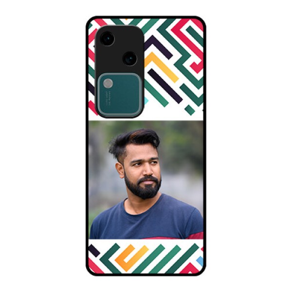 Vivo V30 5G Custom Glass Phone Case - Colorful Maze Pattern Design Vivo V30 5G Custom Glass Phone Case - Colorful Maze Pattern Design