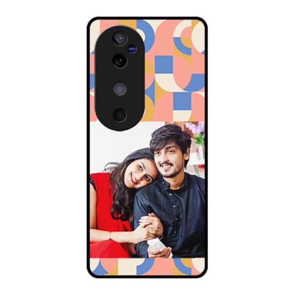 Vivo V40 5G Custom Glass Phone CaseSemi - Circle Maze Pattern Design