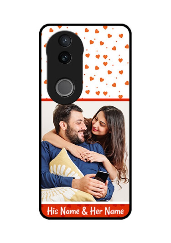 Vivo V50 5G Custom Glass Phone CaseOrange Love Symbol Design