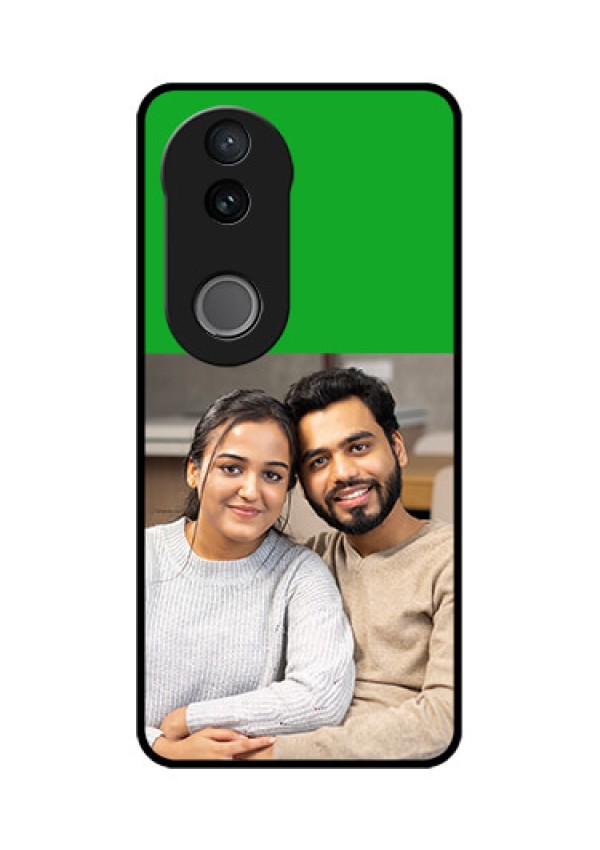 Vivo V50 5G Custom Glass Phone CaseGreen Pattern Design