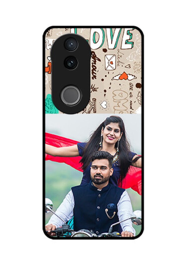 Vivo V50 5G Custom Glass Phone CaseLove Doodle Pattern