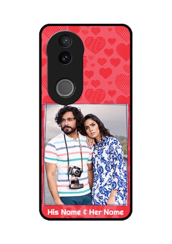 Vivo V50 5G Custom Glass Phone CaseWith Red Heart Symbols Design