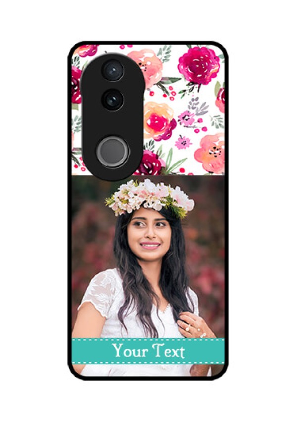 Vivo V50 5G Custom Glass Phone CaseWater Colors Floral Design