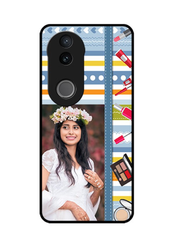 Vivo V50 5G Custom Glass Phone CaseMakeup Icons Design