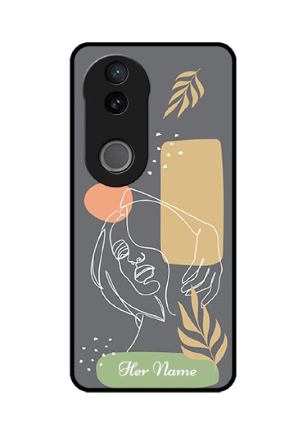 Vivo V50e 5G Custom Glass Phone Case - Gazing Woman Line Art Design