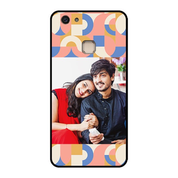 Vivo V7 Plus Custom Glass Phone Case - Semi - Circle Maze Pattern Design
