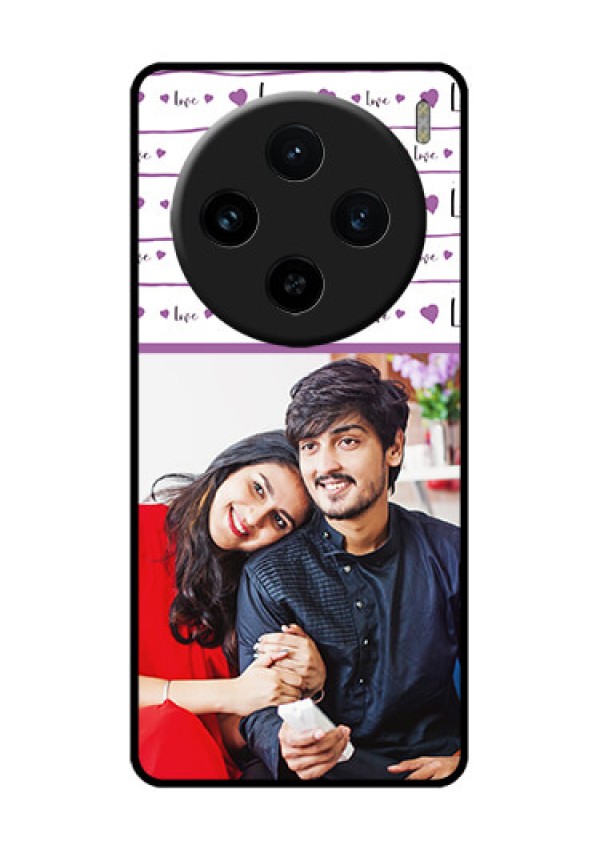 Vivo X100 5G Custom Glass Phone Case - Couples Heart Design