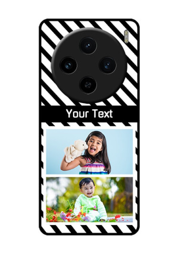 Vivo X100 5G Custom Glass Phone Case - Black And White Stripes Design