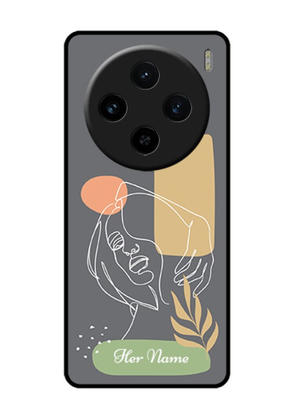 Vivo X100 5G Custom Glass Phone Case - Gazing Woman Line Art Design