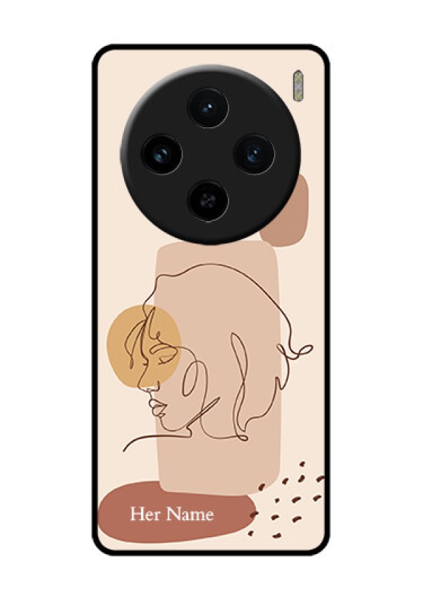 Vivo X100 5G Custom Glass Phone Case - Calm Woman Line Art Design
