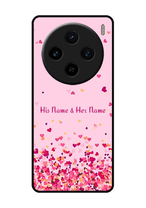 Vivo X100 5G Custom Glass Phone Case - Floating Hearts Design