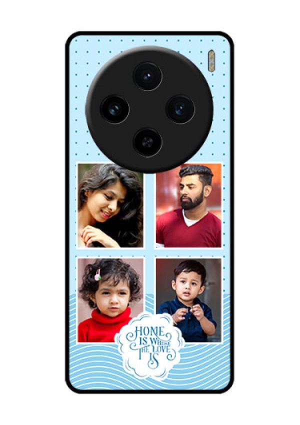 Vivo X100 5G Custom Glass Phone Case - Cute Love Quote With 4 Pic Upload Design
