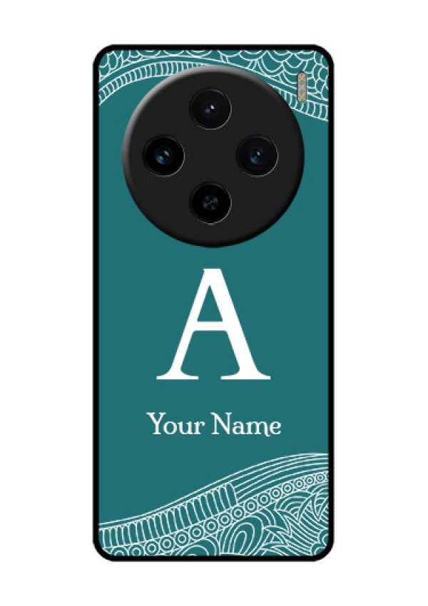 Vivo X100 5G Custom Glass Phone Case - Line Art Pattern With Custom Name Design