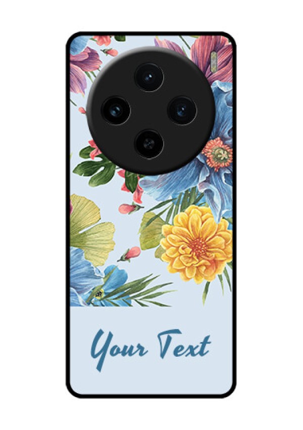 Vivo X100 5G Custom Glass Phone Case - Stunning Watercolored Flowers Painting Design